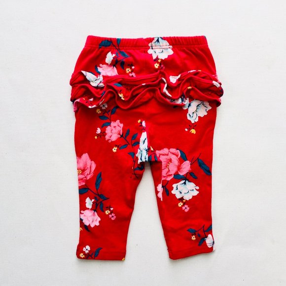 Red Floral Ruffle Bum Leggings